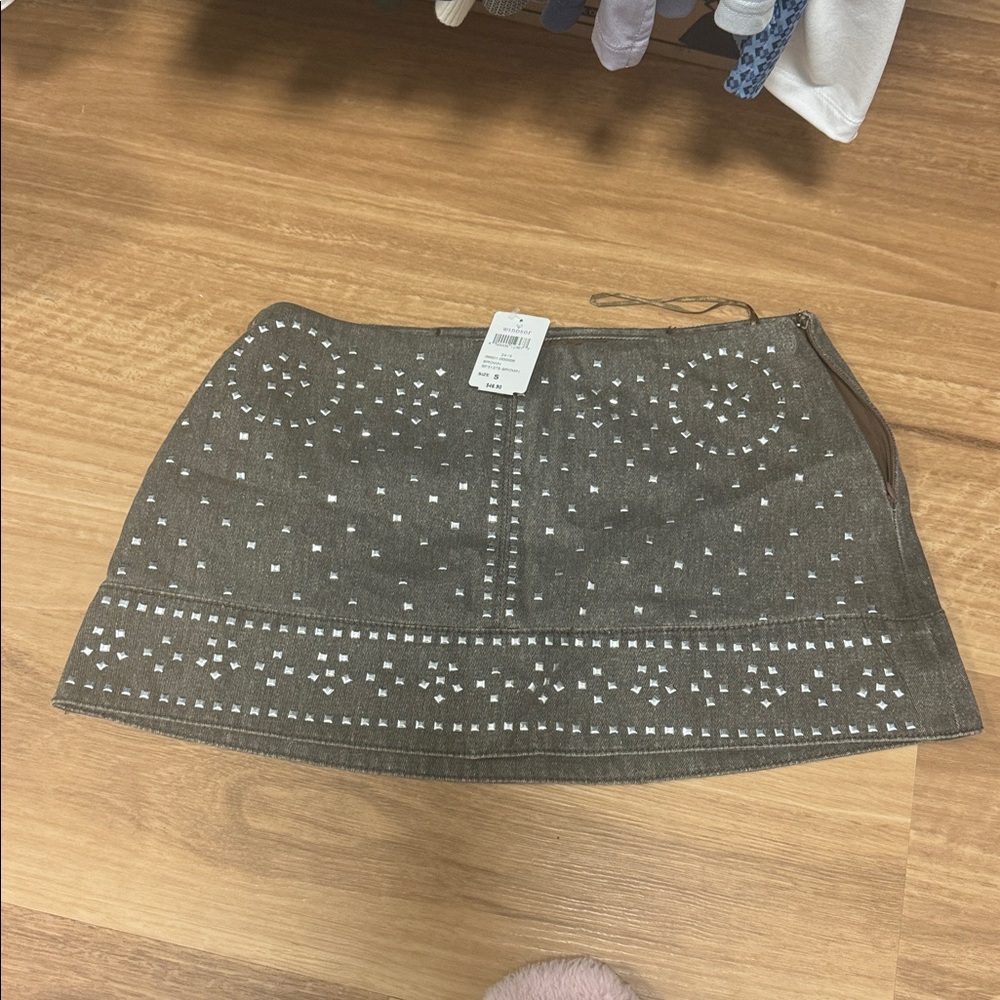 Gray Mini Skirt with Sequins NWT